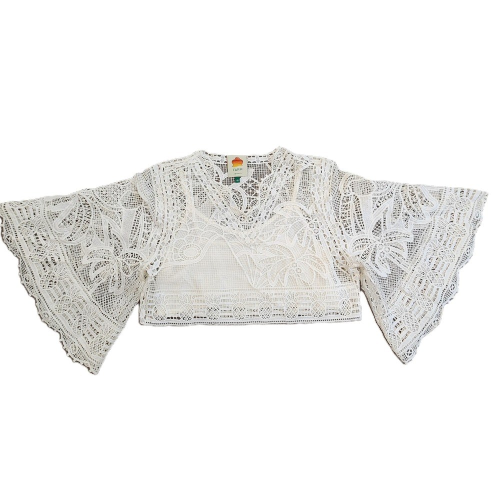 Listing for @susieq557 FARM Rio Off White Guipure Crop Top Blouse Sz. XS - Picture 7 of 16